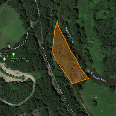 The project area outlined on a satellite image from Google Earth.