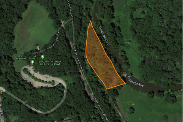 The project area outlined on a satellite image from Google Earth.