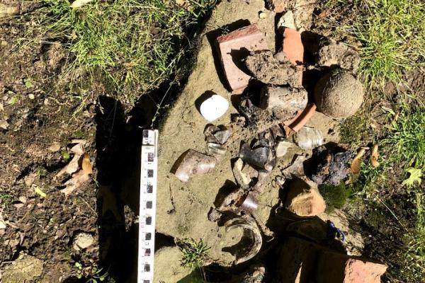 Artifacts found along the property line at St. Oliver's Basilica Site